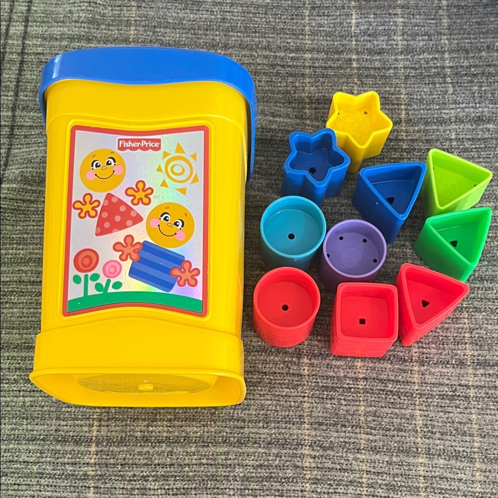 Fisher-Price Baby's First Blocks Shape Sorter Toy - Yellow & Blue Bucket